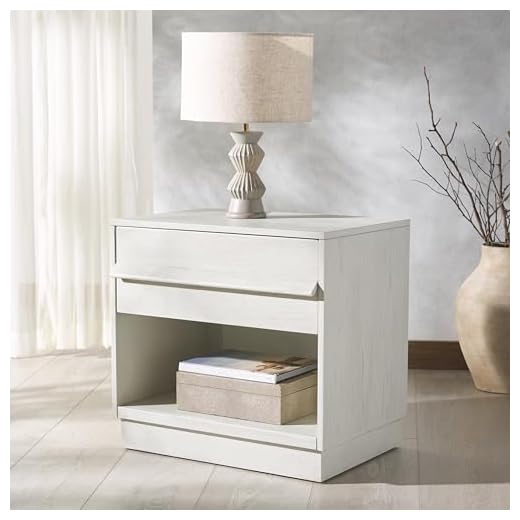 SAFAVIEH Couture Collection Deirdra White Wash 1-Drawer 1- Shelf Nightstand (Fully Assembled)