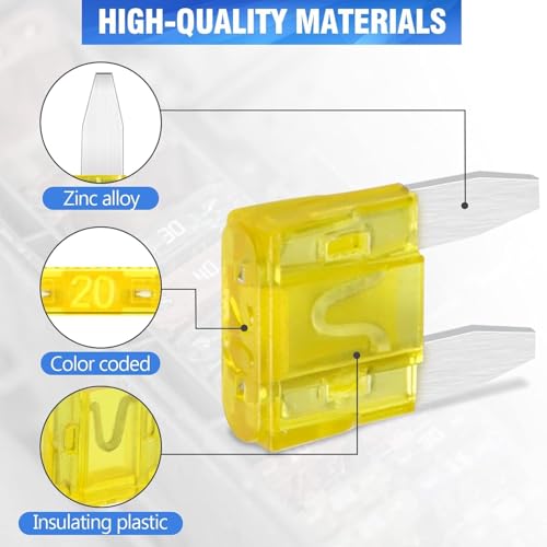 160 Pcs 20Amp Mini Fuse, 20 A Mini Car Blade Automotive Fuses