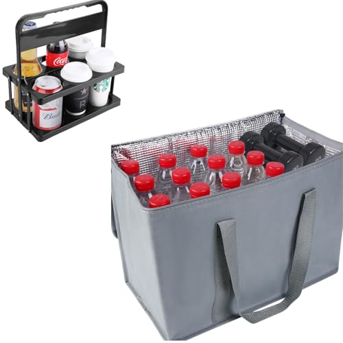musbus 2Pk Insulated Reusable Grocery Bags&musbus Portable Drink Carrier Suitable for Doordash Accessories Grubhub Postmates Drivers