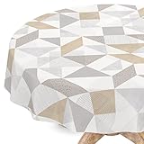 mantel hule redondo Mantel de fácil cuidado y lavado, fieltro con revestimiento de PVC estampado, puede usarse como mantel de jardín, en interiores o en exteriores y también sirve como tejido para coser