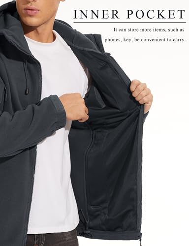 Image of CRYSULLY Men's Tactical Hoodies Jacket Warm Winter Fleece Jacket