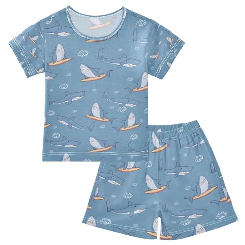 senya Sharks Surfboards P Summer Pajamas Set Short Cotton Sleepwear 2 Piece