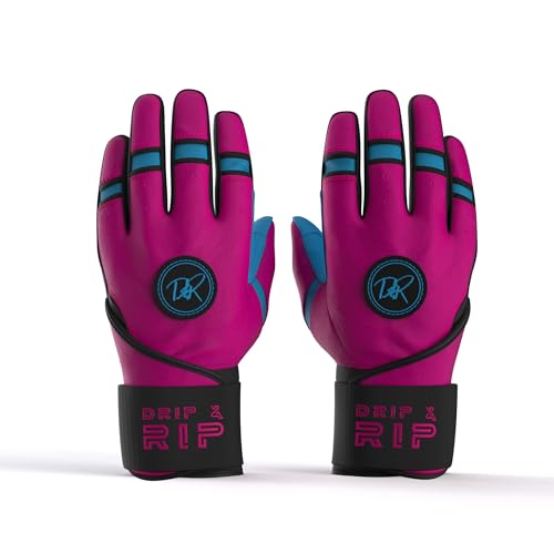 Drip & Rip Baller Series Premium Long Cuff Batting Gloves for Baseball and Softball in Youth and Adult Sizing (Vice Vice Baby, Youth Medium) - Thumbnail 3