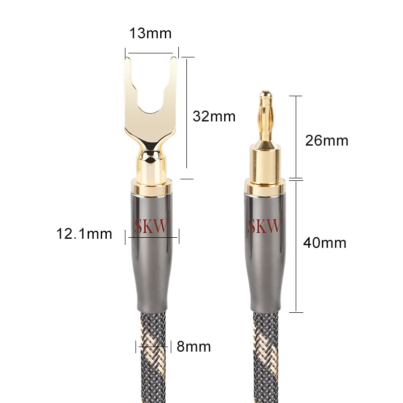 Pont De Câbles Haut-Parleurs SKW HiFi 20 Cm – Bi-Amplification OCC 6N Plaqué Or (Lot De 2)