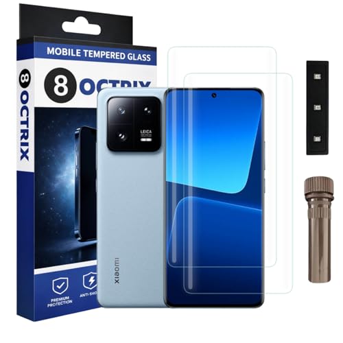 Image of Curved UV Tempered Glass Screen Protector for Xiaomi 13 Pro | Transparent | Pack of 2 | Full Screen Coverage with UV Installation Kit