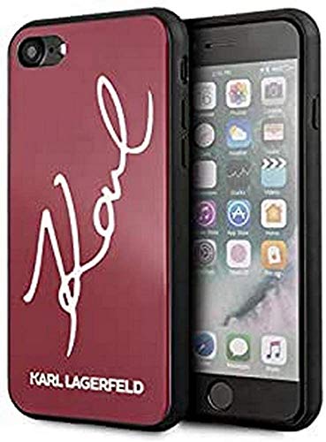 Karl Lagerfeld KLHCI8DLKSRE Signature Glitter Coque pour iPhone 8/7 Rouge
