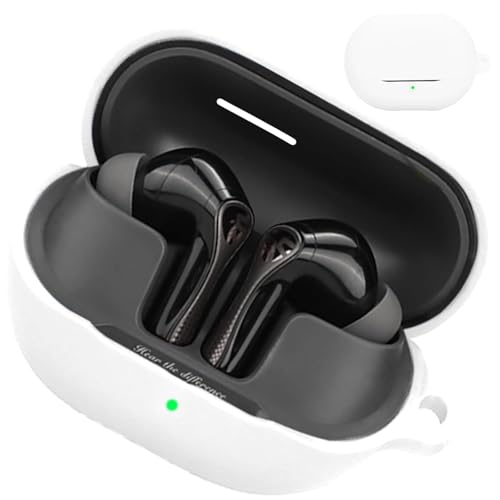 【CIOODDW 】soundpeats air5 pro ケース 対応 soundpeats air5 pro 液状シリコン カバー 全面保護 装着充電可能 落下防止 キズ防止 耐衝撃 防塵 防水 軽量 収納 カラビナ付き(ホワイト)