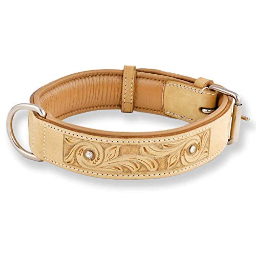 Monkimau Halsband für Hunde, Premium Kristalle, Beige, L 42-50 cm