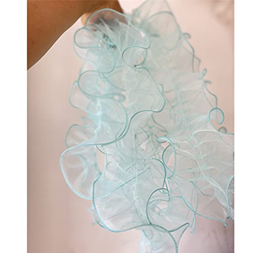 5 Yard 4.3" Pleated Organza Lace Ribbon Lace Edge Gather Ruffle Trim Ribbon Tulle Sheer Fabric White Edging Trimmings Fabric For Diy Applique Sewing Craft Wedding Dress Embellishment (Green) #TOP3