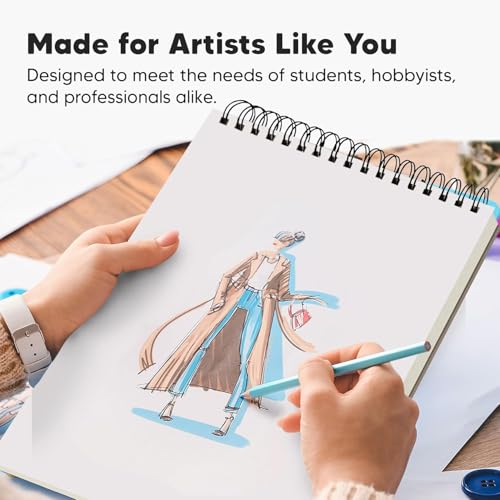 A4 Sketchbook/Sketch Book with Hardcover, Spiral Bound A4 Sketch Pad with 200gsm Thick Drawing Paper – Drawing Pad & Drawing Book for Artists, Illustration & Mixed Media – 50 Sheets / 100 Pages - Image 6