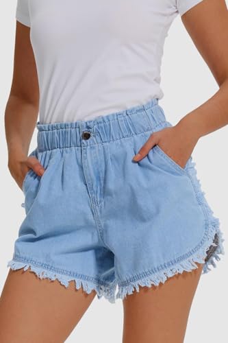 Image of YOCUR Womens Lightweight Shorts Casual Baggy Trendy Hot Pants Elastic Waist Drawstring Comfy Shorts