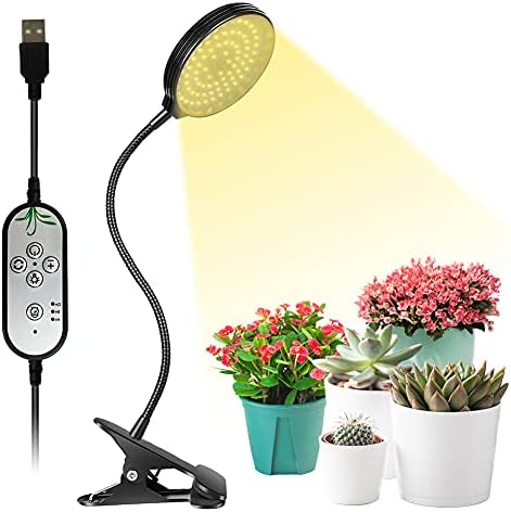 Grow Light 15W Sunlike Full Spectrum LED Plant Grow Lights with Timer Auto On/Off 4/8/12H Waterproof Grow Lamp for Indoor Plants, 5 Dimmable Levels, Adjustable Gooseneck