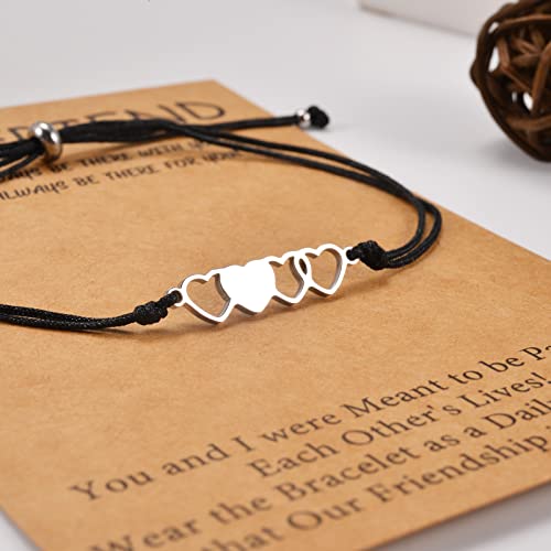 2/3/4/5 Pcs Best Friend Bracelets Friendship Bff Matching Distance Heart Bracelet Birthday Valentines Day Gifts for Women Sisters Daughters Niece Lovers3
