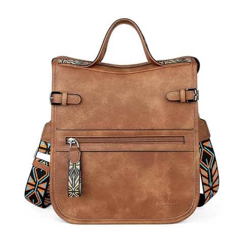 FADEON Crossbody Bags Purses for Women Designer Cross Body Shoulder Bag Purse PU Leather Top Handle Handbag Wide Strap Cover