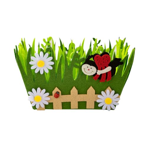 YUNNIAN Cesta de conejos verdes para decoración de Pascua, hecha a mano, no tejida, ideal para fiestas y hogar