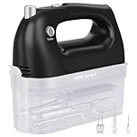 Lord Eagle Hand Mixer Electric Handheld 400W, 5-Speed Lightweight Kitchen Mixer with Storage Case, 5 Stainless Steel Attachments for Baking Cake Egg Cream Food Beater, Turbo+Eject Button, Black