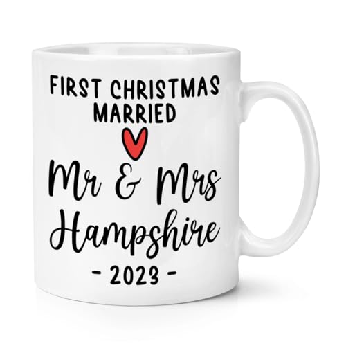 Image of Personalised First Christmas Married Mr and Mrs 10oz Mug Cup