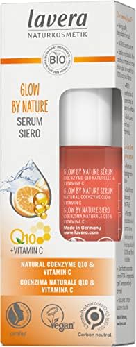 lavera GLOW BY NATURE Serum - natural cosmetics - vegan - Q10 & vitamin C - moisturizing - anti-wrinkle - vitalizing - firm skin - PETA certified - 1 x 30 ml, white