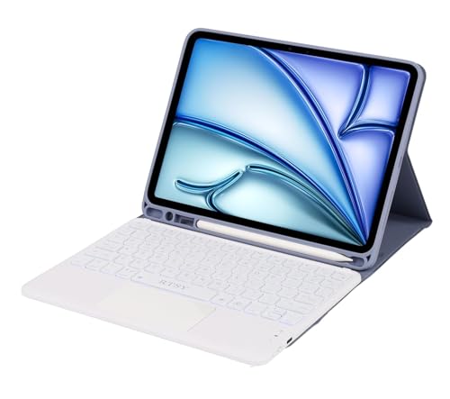 Image of RTSY Keyboard case for iPad Air 11 (M4 /M3 /M2) & iPad Air 5th /4th with Multi Touch Trackpad & 7-Colors Backlit, Magnetic Detachable Wireless Bluetooth (Lavender White)