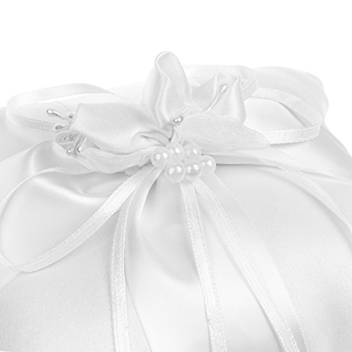 Cosmos Satin Bridal Wedding Ring Bearer Pillow Cushion Bearer With Ribbons, 6 X 6 Inches #TOP2