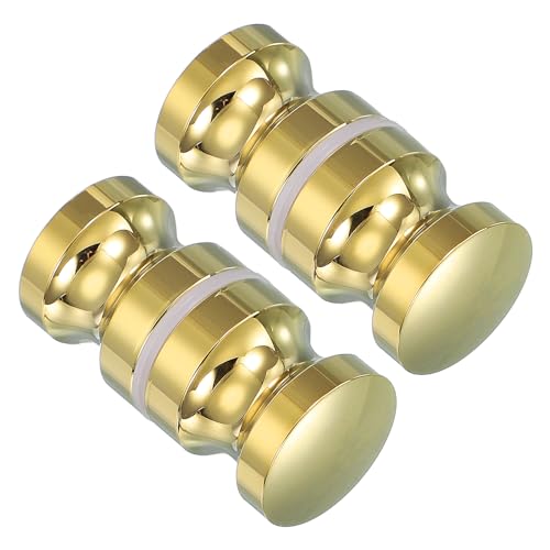PATIKIL Glass Shower Door Handle, 2 Pcs Aluminum Alloy Back-to-Back Shower Door Knob Bathroom Sliding Shower Screen Round Pull Knobs Hardware for Replacement Groove Glass Door, Gold