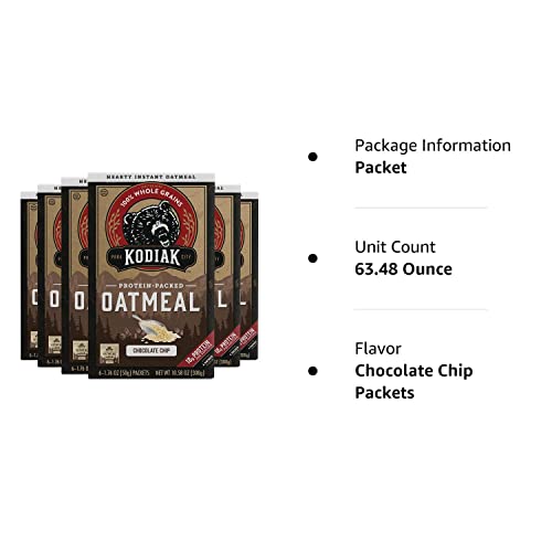 Kodiak Cakes Instant Oatmeal Packets - High Protein - 100% Whole Grains Breakfast Food - Chocolate Chip (36 Packets) #TOP7