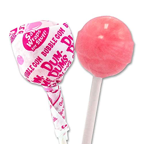 Dum Dums Bubble Gum Lollipops - Bulk Candy Box with Lollipops Individually Wrapped, Single Flavor Gourmet Suckers - 50 Count