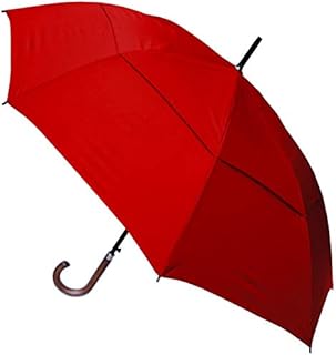 COLLAR AND CUFFS LONDON - Windproof Extra Strong StormDefender City Umbrella - Vented Double Canopy - Auto Open - Solid Wood Hook Handle - Wedding Red - Golf Mens Womens