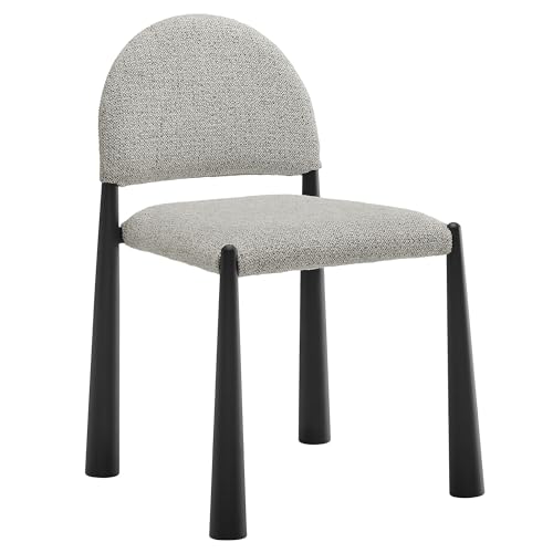 Image of Modway Hayley Mid Century Modern Dining Chair in Black Camel with Round Back – Upholstered Fabric Dining Side Chair with Metal Tapered Legs