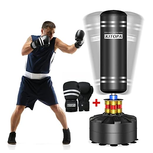 Kitopa Freistehender Boxsack, 178 cm, mit Boxhandschuhen, schwerer Boxsack mit Saugnapf-Basis, für Erwachsene, Jugendliche, Männer, max. 86 kg, Kickboxsack, Kickboxsack für Zuhause