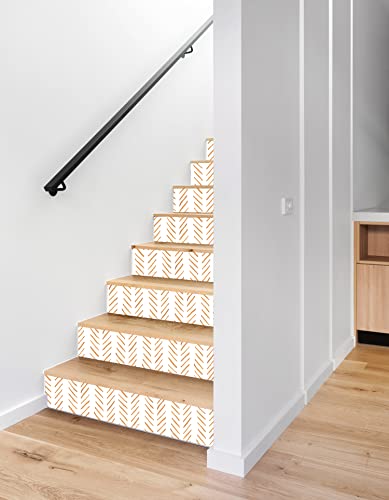 HaokHome 96101-3 Modern Brush Strokes Stripes Peel and Stick Papel de parede removível laranja enfer