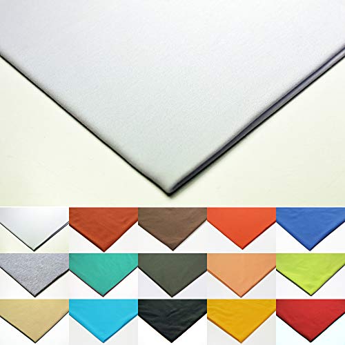 Roban Fashion Jersey Uni Coton Jersey Single Jersey 25 couleurs au mètre à partir de 50 cm, blanc