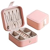 Nuevo joyero de cuero portátil doble simple pendientes anillo joyería ataúd puede contener 68 pendientes-Francia, rosa-D
