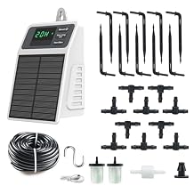 Solar Automatic Drip Irrigation Kit, Smart Timer Watering System for 10 Potted Plants, Plant Waterer for Balcony Garden Greenhouse Window Sill, Indoor Outdoor Use