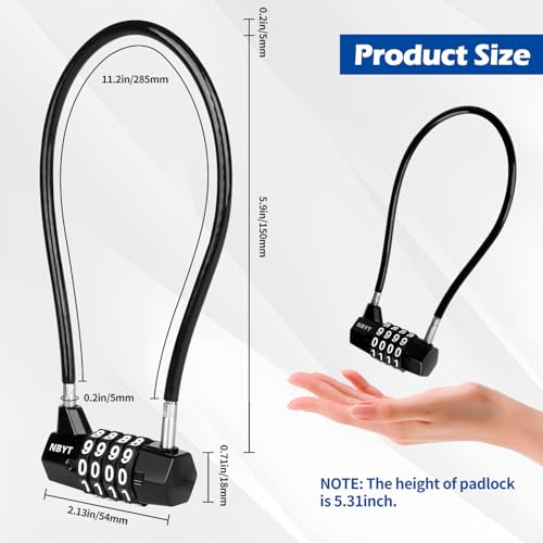 Image of Cable Locks with Combination,Steel Cable Rope Wire 4-Digit Combination Lock with Resettable Code for Bikes, Lockers, File Cabinets, Wardrobes, Small Fences,gate Lock, Pool Padlock.