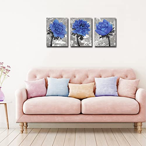 Ruifengl Flower Canvas Prints Wall Art Decor Purple Blue Watercolor Floral Original Pictures For Bedroom Decoration 12"X16" 3Pcs #TOP6