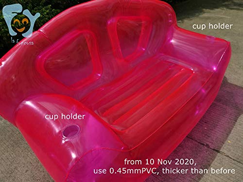 Sofá inflable rosa transparente de dos plazas sillón para camping y terraza 5