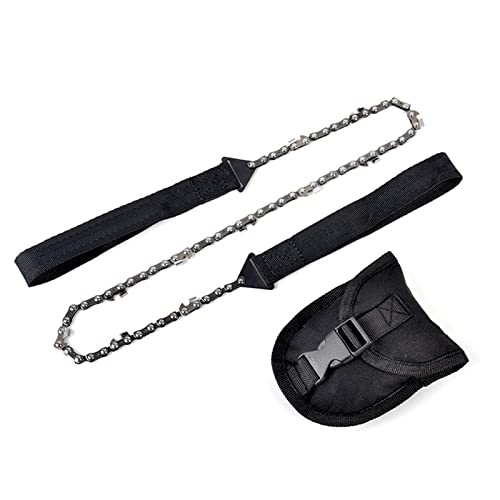 Sierra de mano con asas de cuerda y bolsa de almacenamiento para viajes de emergencia al aire libre, camping, herramienta de supervivencia, corte de árboles, caza y polación, color negro