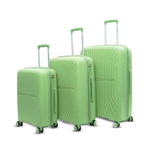 Image of AMERICAN TRAVELLER Tourispro Trolley Bag for Travel Set of 3 |Suitcase for Travel |Leightweight Large Luggage Traveling Bag Big Size| Polypropylene(Pp) Bags with Expandable 8 Wheels (3, Pastel Green)