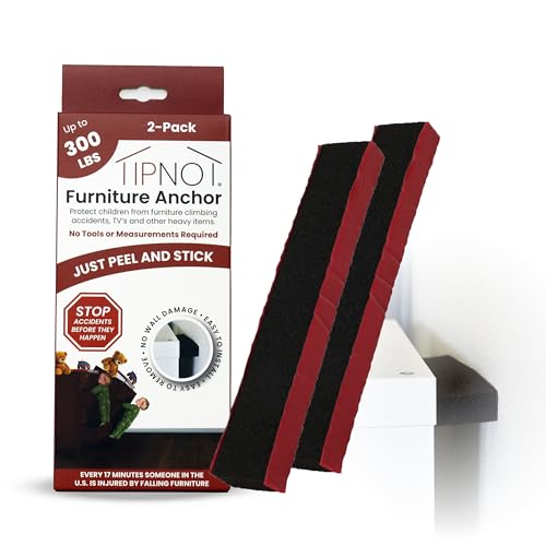 Image of TipNot Adhesive Furniture Anchor, No-Drill, Aesthetic & Invisible Once Installed, Anti-Tip Furniture Safety Anchor to Childproof and Babyproof Your Home, Holds Up to 300 Pounds, 2-Pack