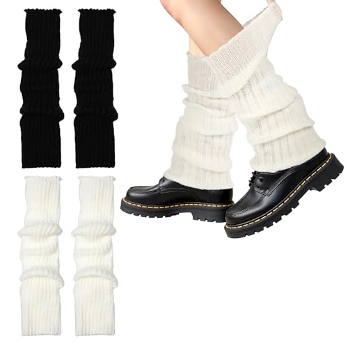 2 Pcs Y2k Leg Warmers Lolita Knit Ruffle Leg Warmer Winter Fashion Cute Dance Sock Kawaii Long Sock Goth Harajuku Boot Accessories for Women Girls