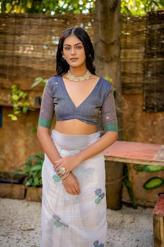 Panzora navy blue muga silk saree – image 5