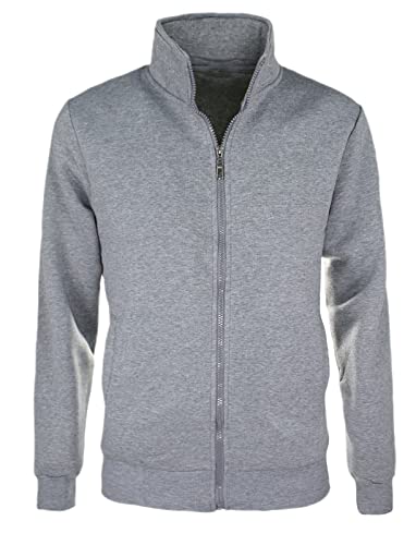 Pull zippé homme gris L avec col montant sans capuche Evoga