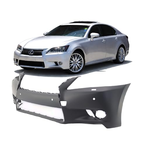 Image of FitParts Compatible with Lexus GS450h, GS350 2013 Front Bumper Cover | Primed, With Fog Light Holes, With Parking Sensor Holes, Sedan, Ready to Paint, OEM 521193A918, LX1000231