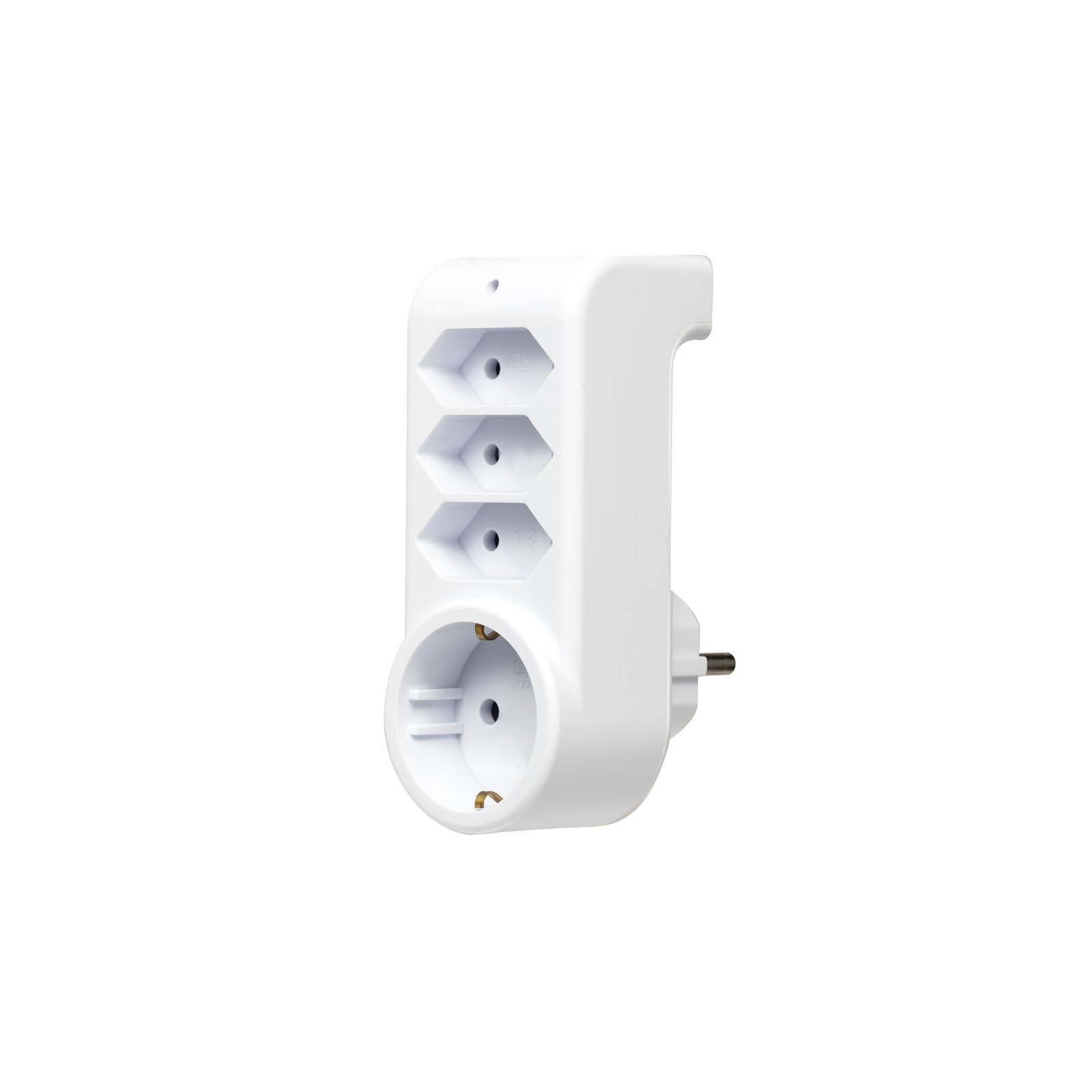 Wielokrotny adapter wtykowy z zabezpieczeniem przed uderzeniem elektrycznym, rozdzielacz wielokrotny (4-drożny, 1 Schuko i 3 Euro)