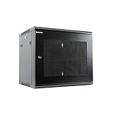 RackPath 9U Wall Mount Server Cabinet Network Rack Enclosure, Quiet Cooling Fan, Perforated Door, Black