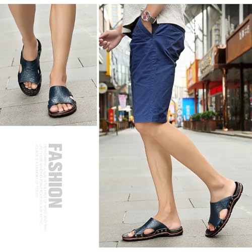 NANXIN&LOVE Mens Slide Sandals Open Toe Non-Slip Comfortable Slide Sandals Men Leather House Slippers Summer Lightweight4