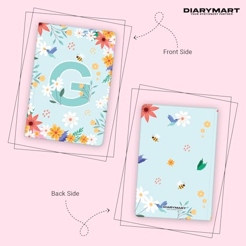 Image of Initial G Premium Soft Bound Notebook Diary for Girls and Women (B6, 90 GSM, 160 Ruled Pages) Floral Design Notebook Journal Diary