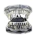 Smileheven Hiphop Teeth Grillz Punk Set Gold/Silver Plated Dental Jewelry (Upper & Lower) Adjustable Snap-on Teeth Covers for Parties, Concerts - Hip Hop Fashion Accessories (Silver,Fang Grillz)