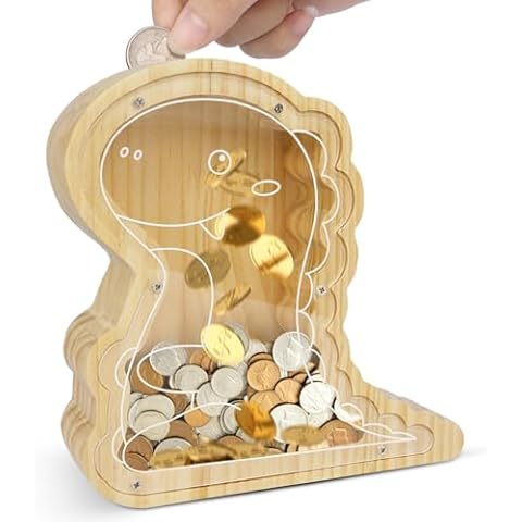 Dinosaur Wooden Piggy Bank for Kids Cover